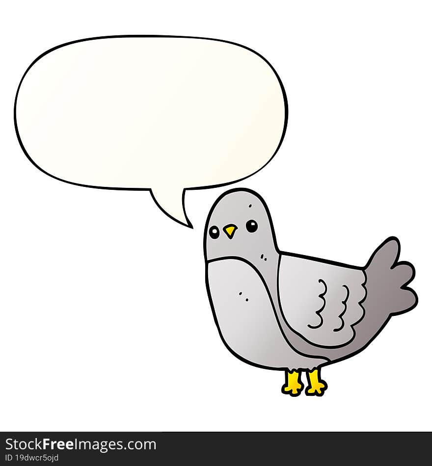 cartoon bird with speech bubble in smooth gradient style