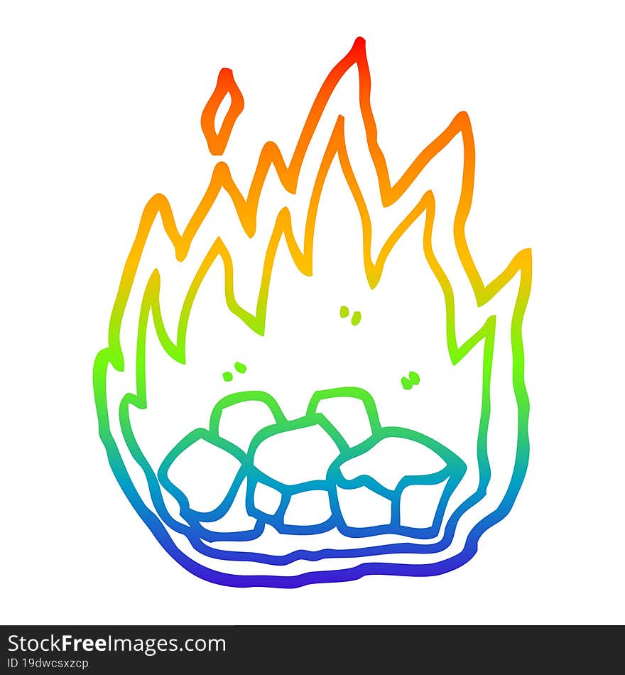 rainbow gradient line drawing cartoon spooky burning halloween coals