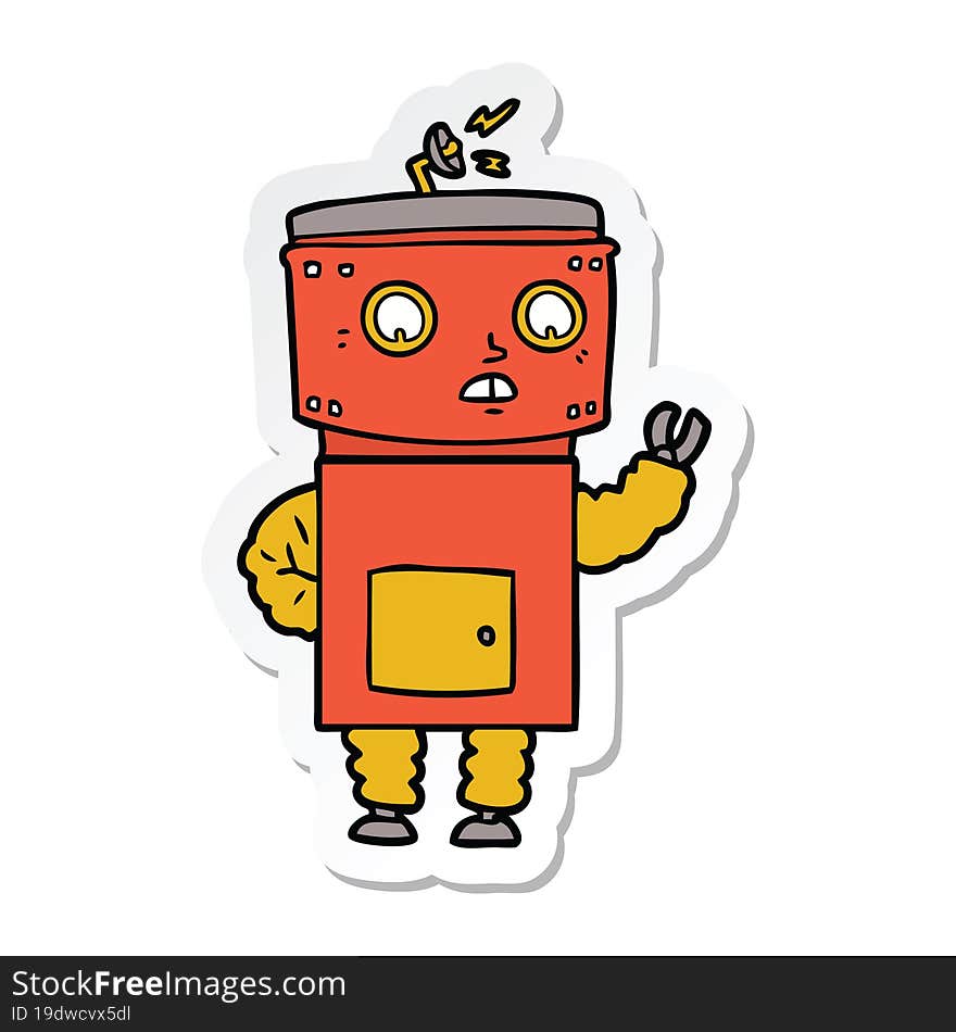 sticker of a cartoon robot