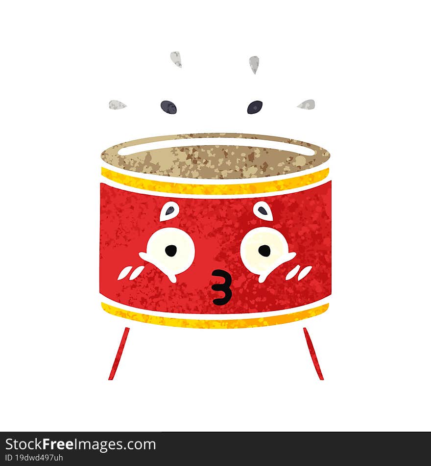 retro illustration style cartoon drum