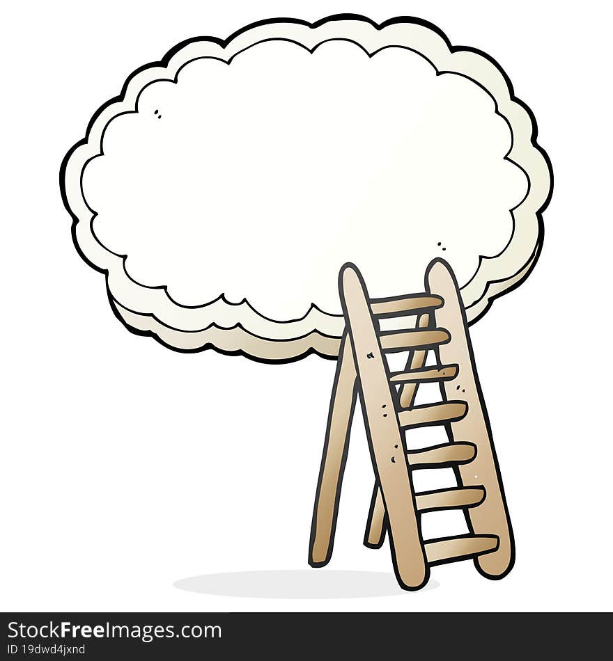 freehand drawn cartoon ladder to heaven