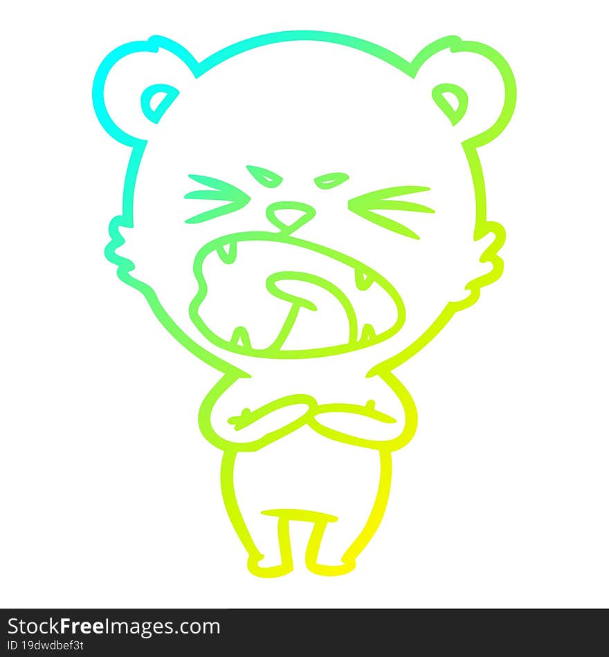 cold gradient line drawing angry cartoon polar bear