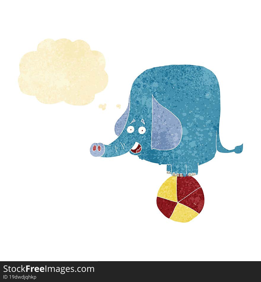 cartoon circus elephant with thought bubble