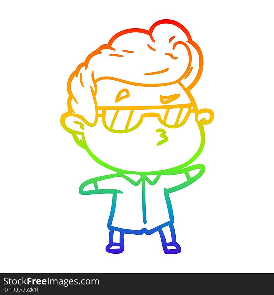 rainbow gradient line drawing cartoon cool guy