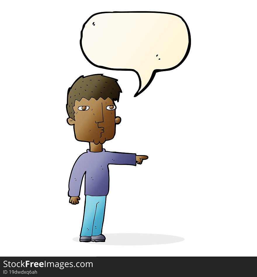 cartoon pointing man with speech bubble