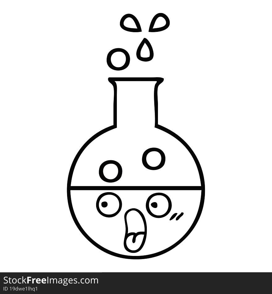 Line Drawing Cartoon Test Tube