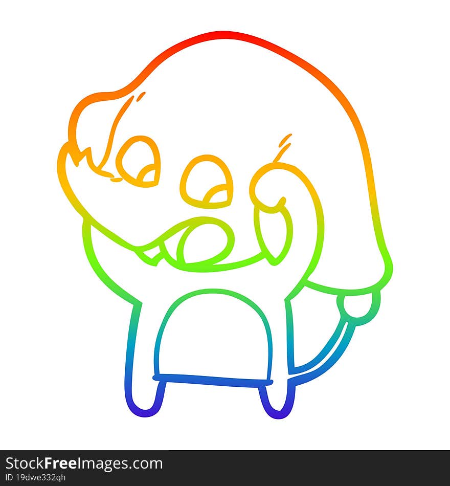 rainbow gradient line drawing cute cartoon elephant