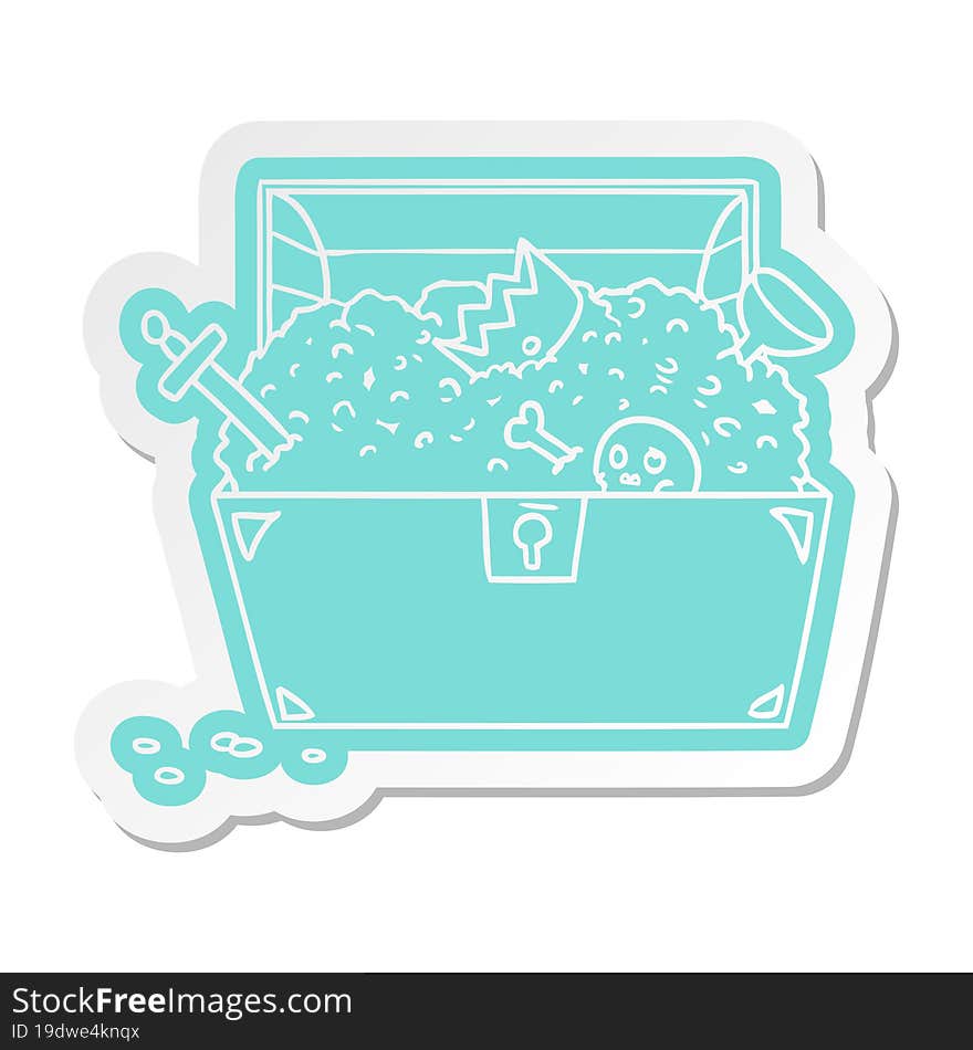 cartoon sticker of a treasure chest