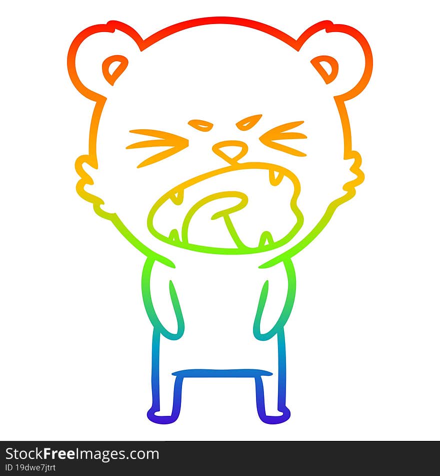 rainbow gradient line drawing angry cartoon bear