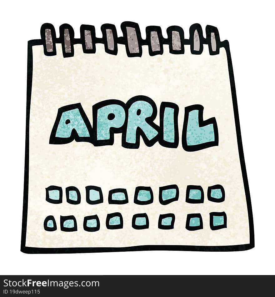 cartoon doodle calendar showing month of april