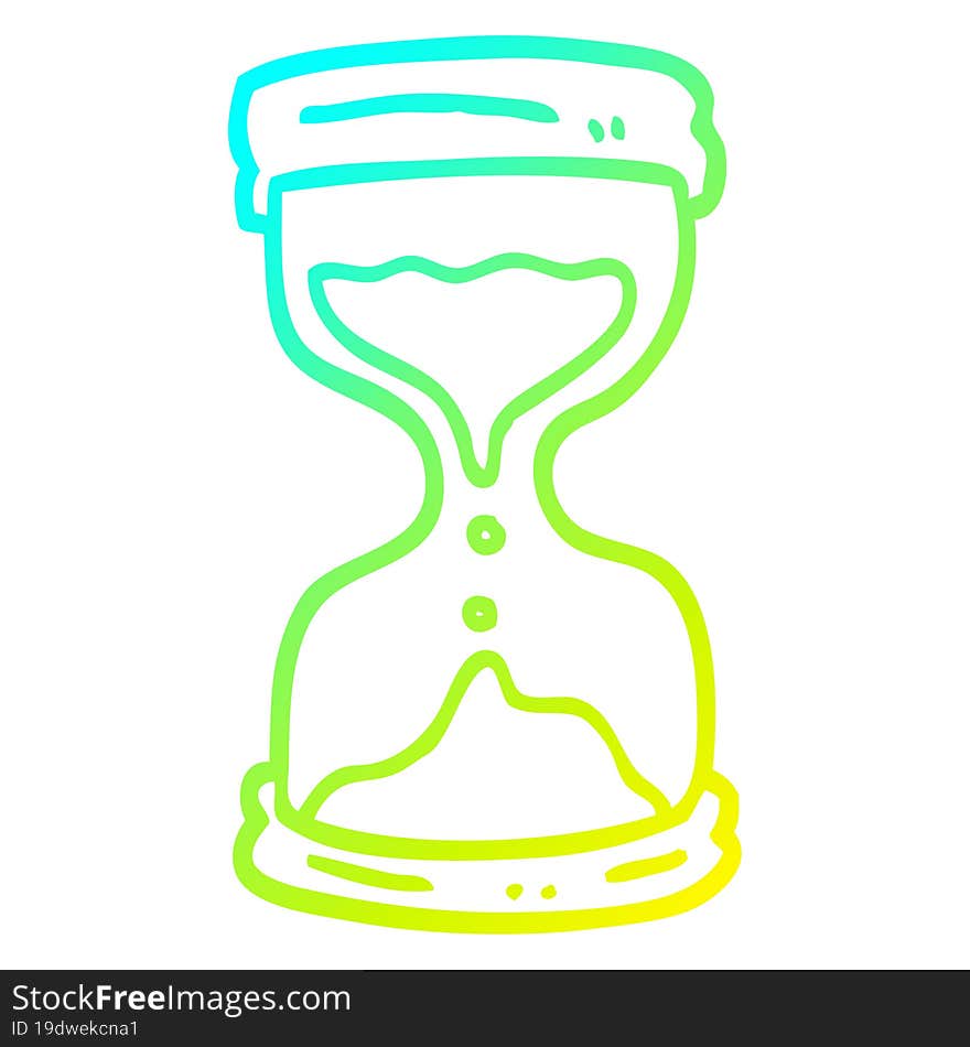 cold gradient line drawing of a cartoon hourglass