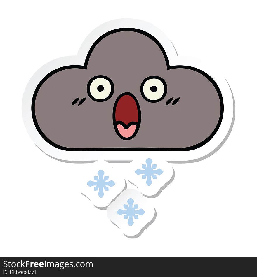 Sticker Of A Cute Cartoon Storm Snow Cloud