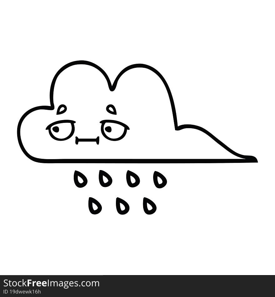 line drawing cartoon of a rain cloud