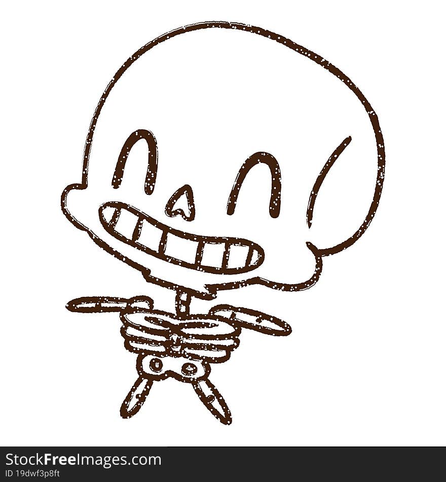 Happy Skeleton Charcoal Drawing