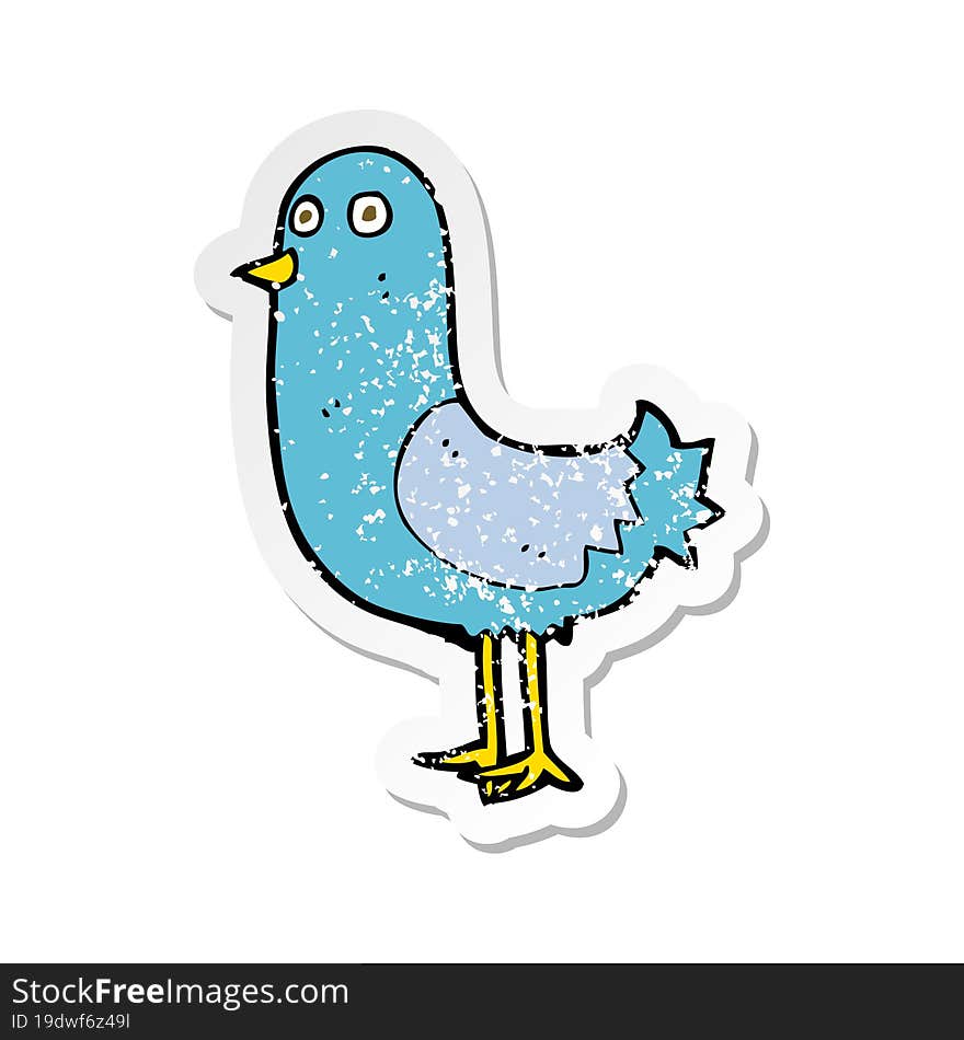 retro distressed sticker of a cartoon bird