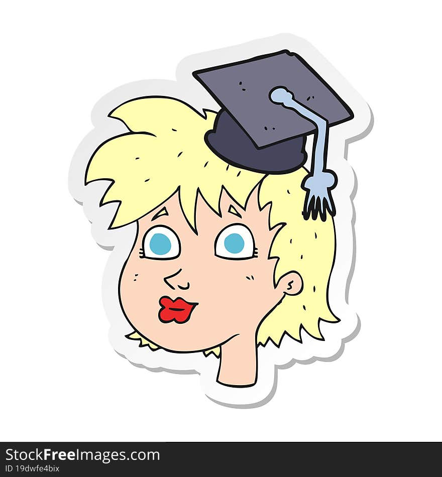 sticker of a cartoon graduate woman