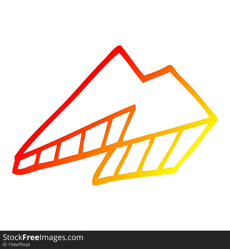 warm gradient line drawing cartoon lightning bolt