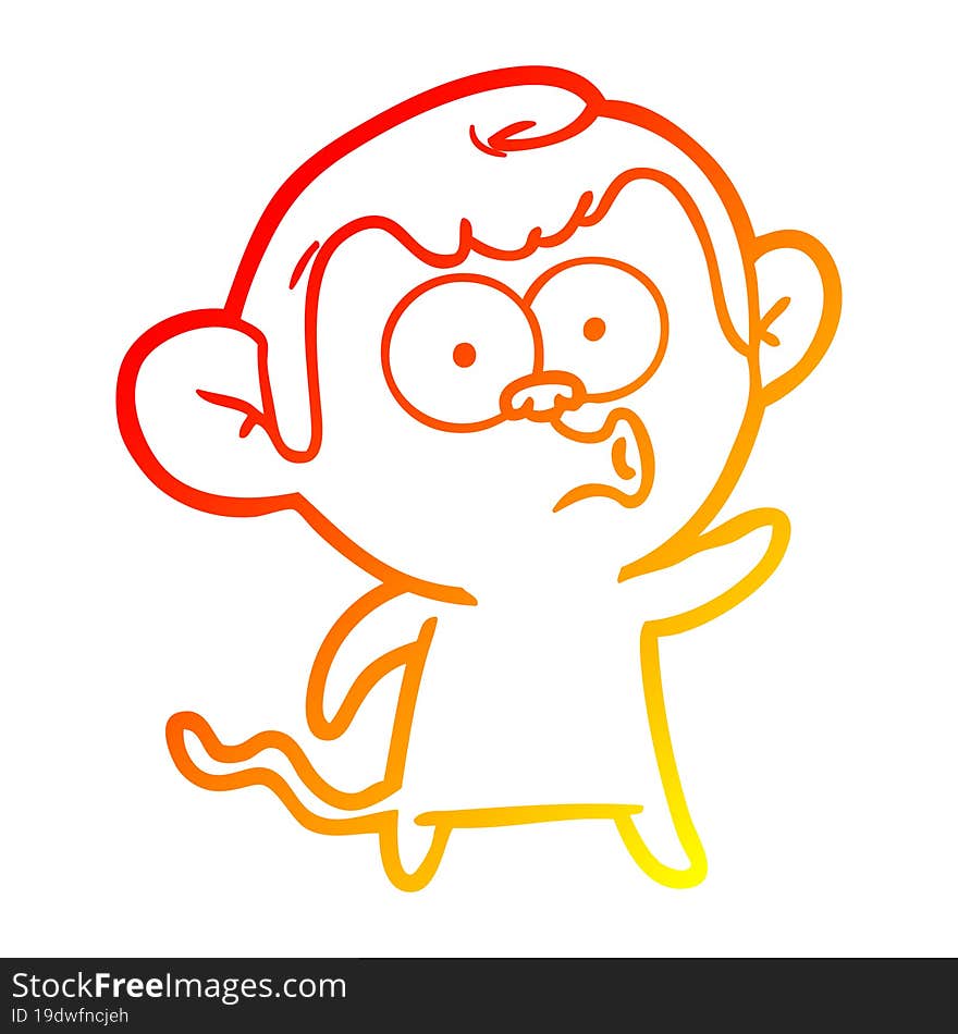 warm gradient line drawing cartoon hooting monkey