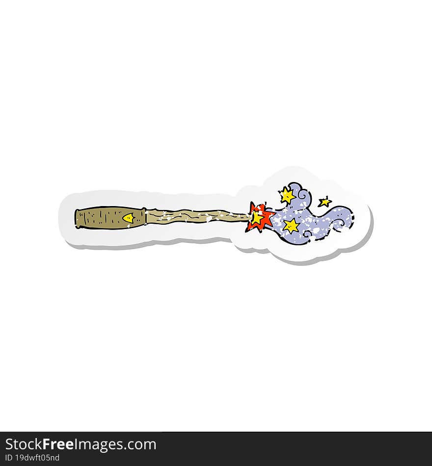 retro distressed sticker of a cartoon magic wand