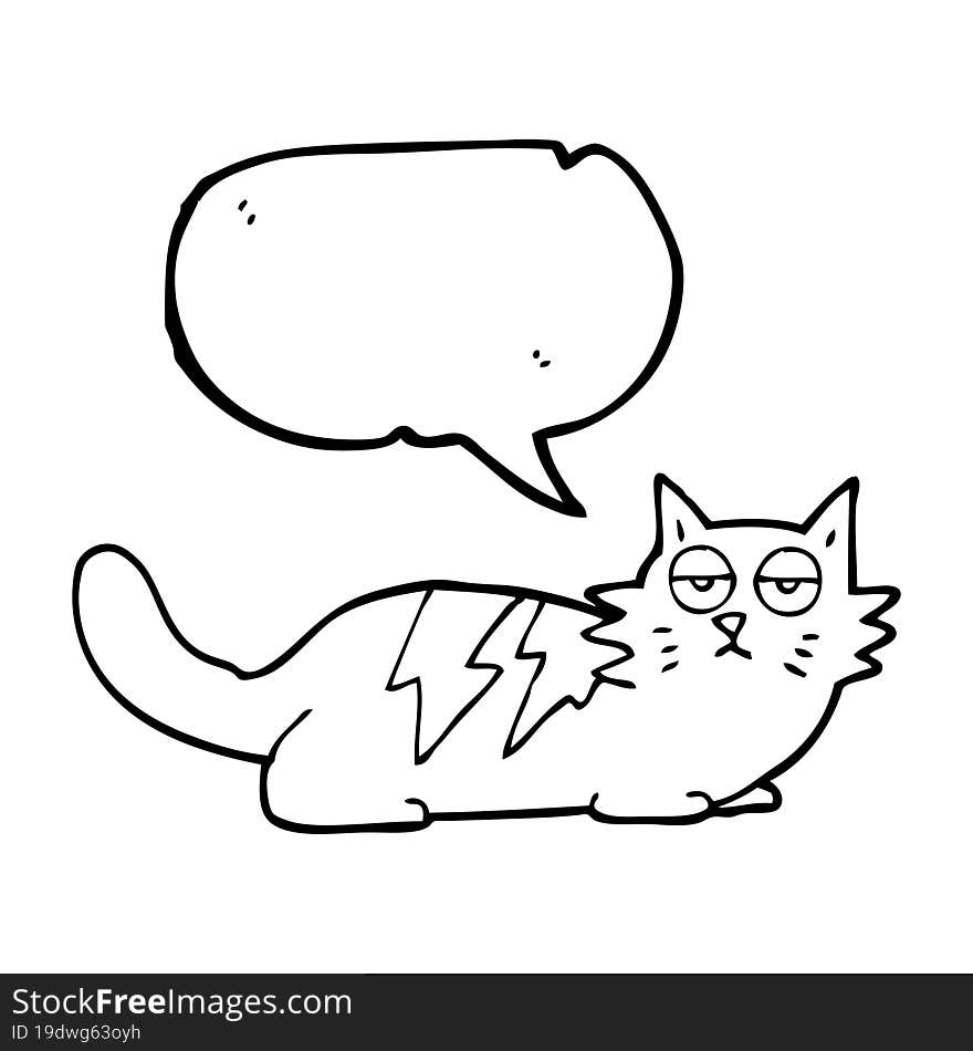 freehand drawn speech bubble cartoon cat