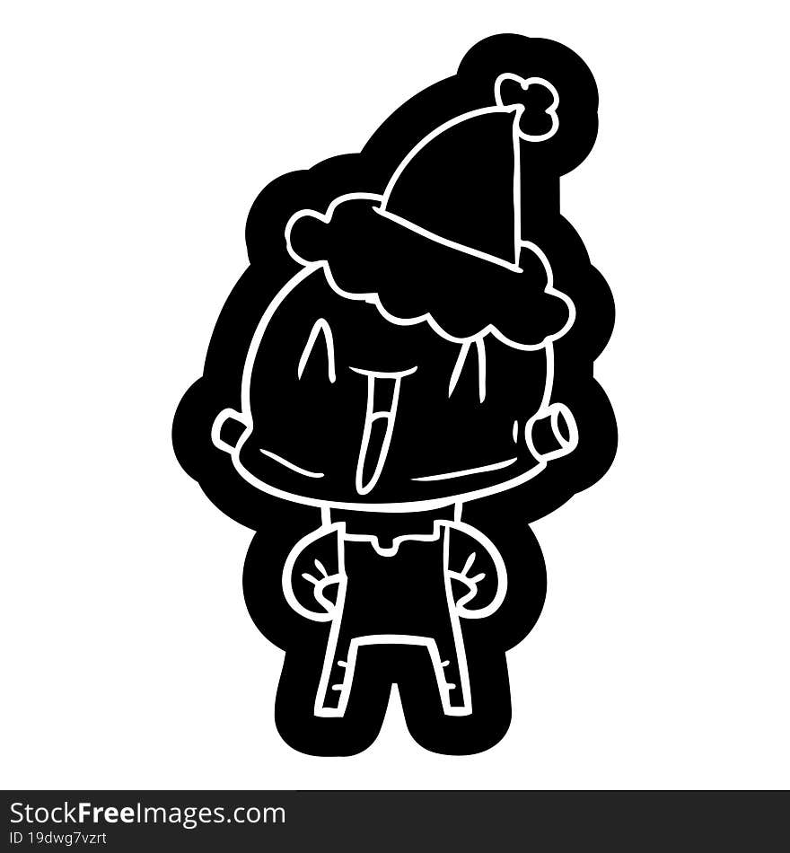 cartoon icon of a robot wearing santa hat