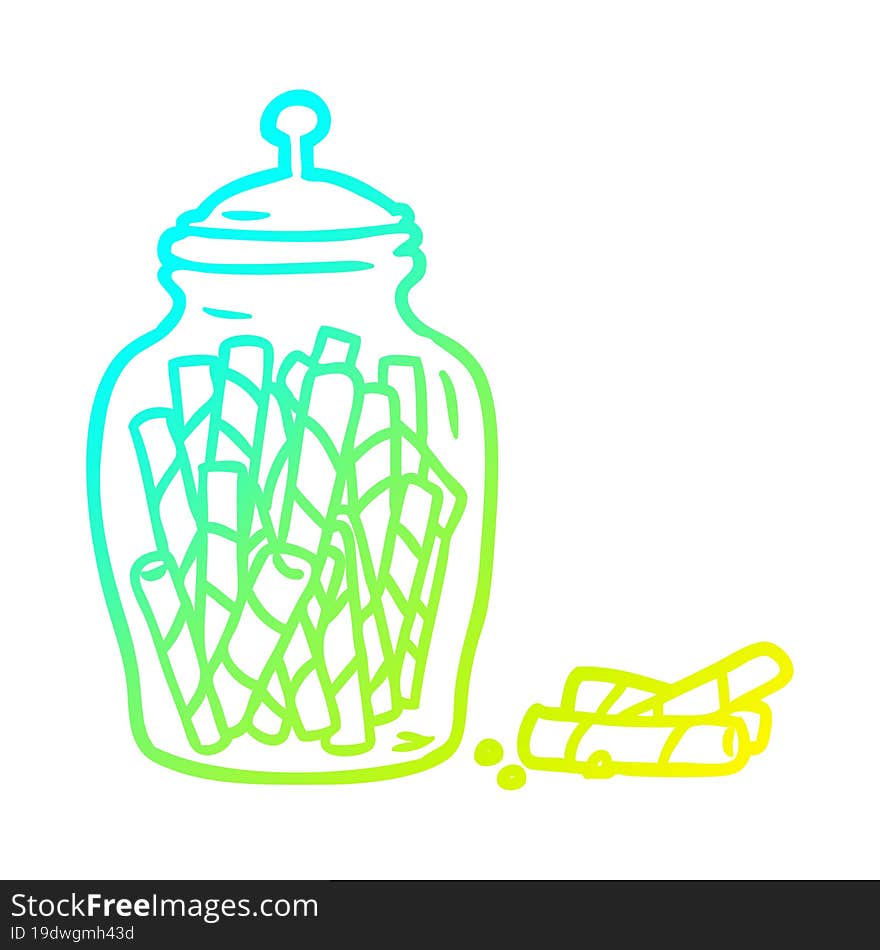 cold gradient line drawing traditional candy sticks in jar