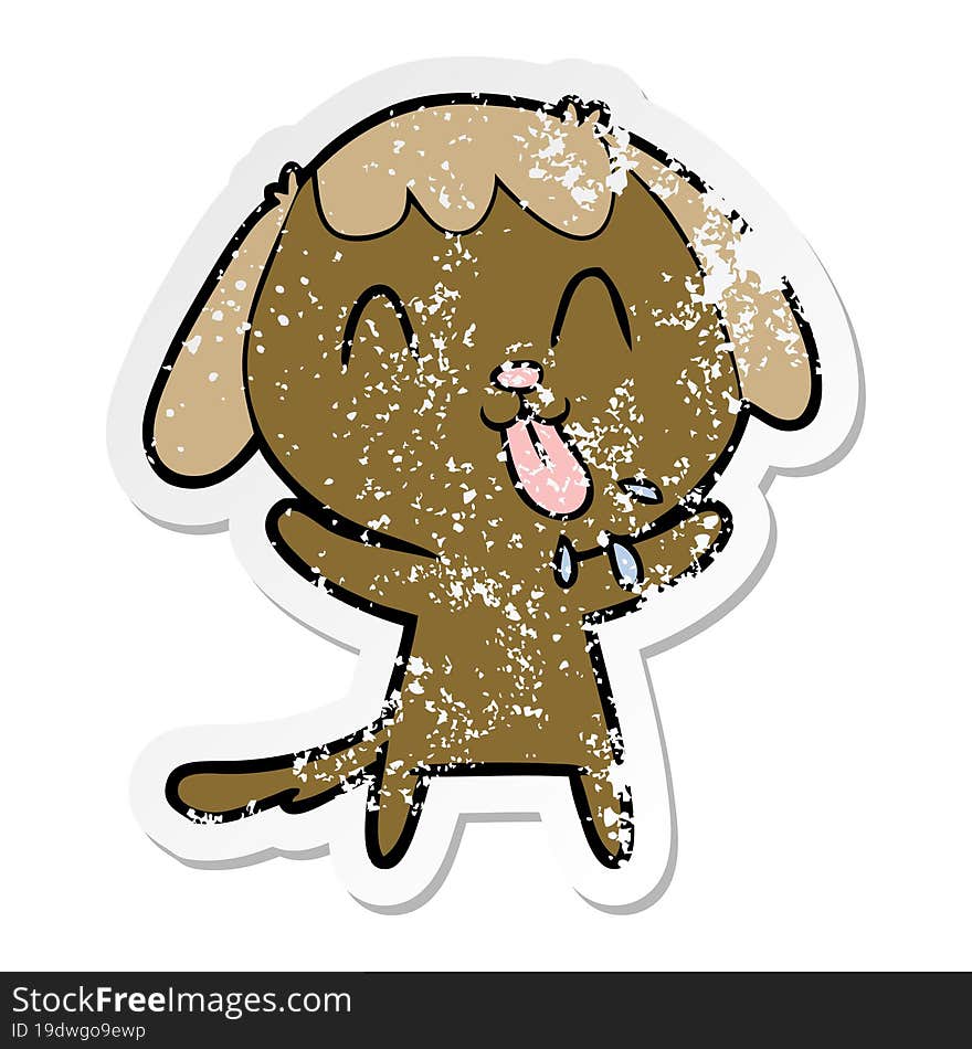 Distressed Sticker Of A Cute Cartoon Dog