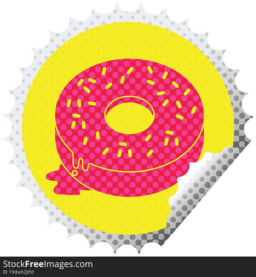 Tasty donut circular peeling sticker