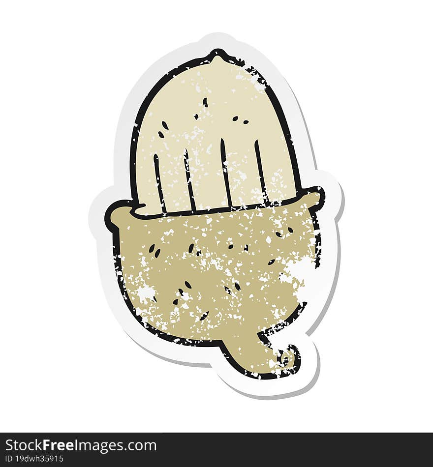 retro distressed sticker of a cartoon acorn