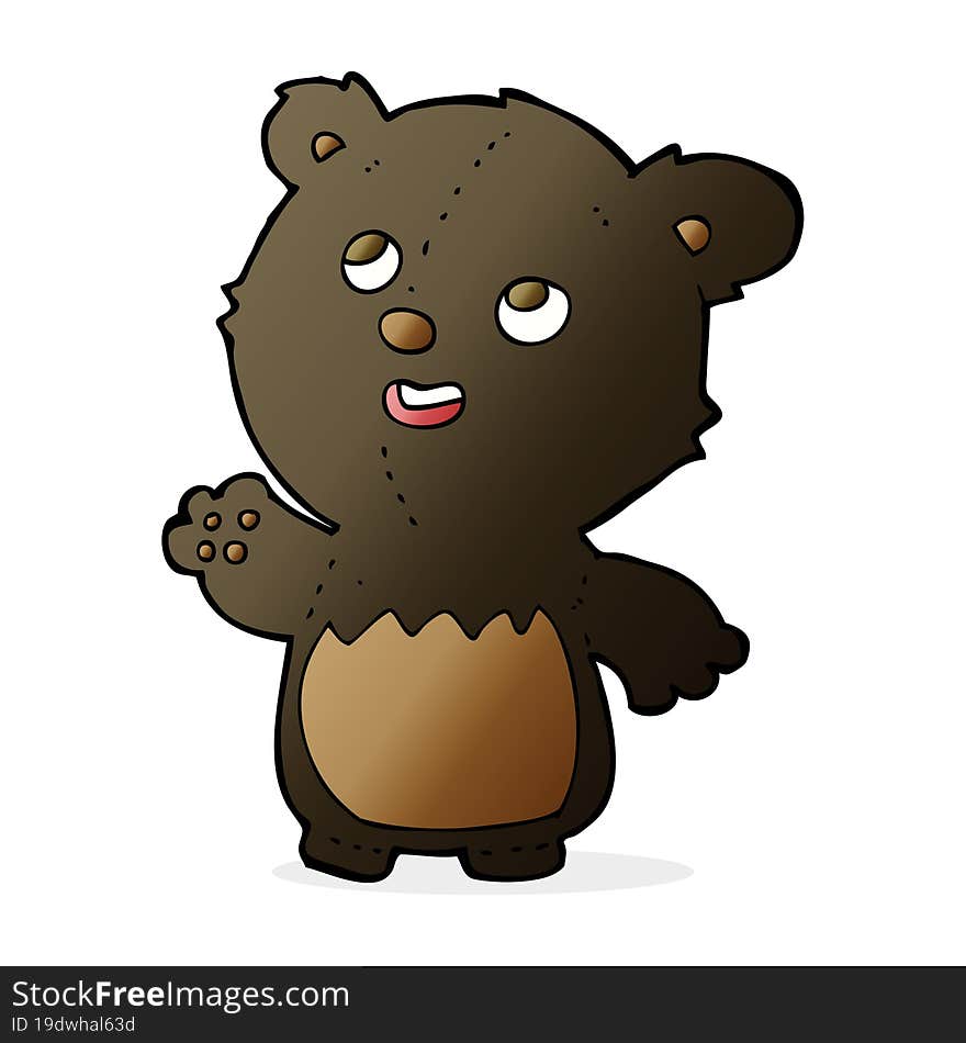 cartoon happy little teddy black bear