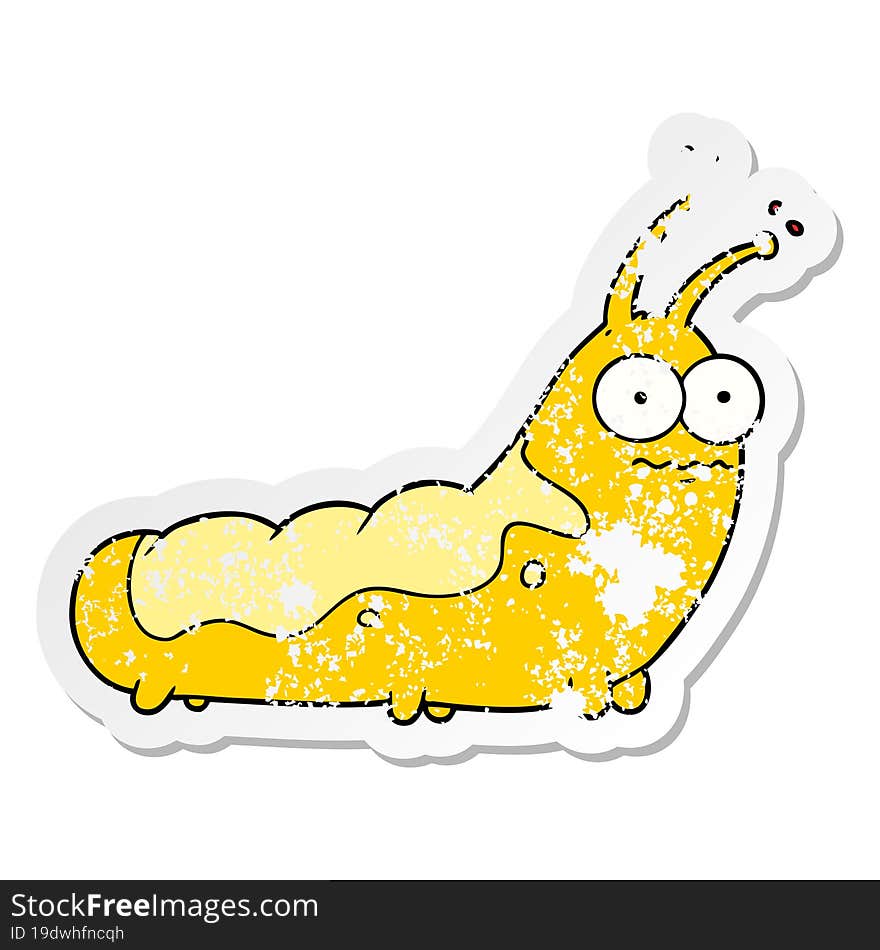 Distressed Sticker Of A Funny Cartoon Caterpillar