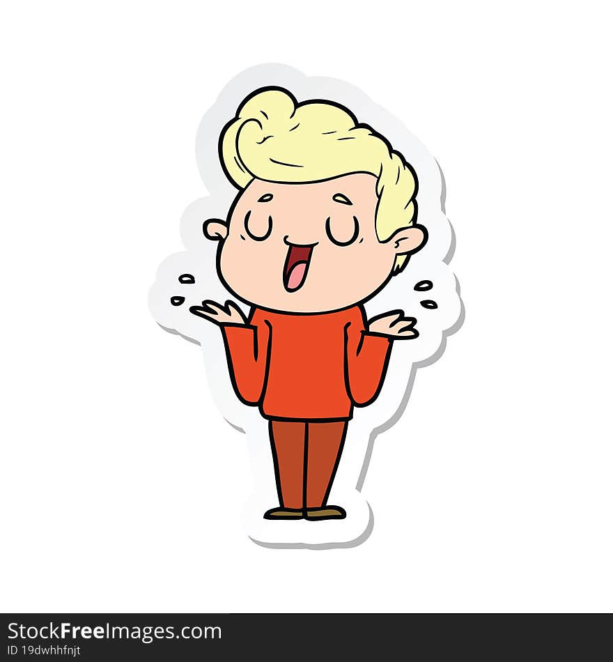 sticker of a happy cartoon man