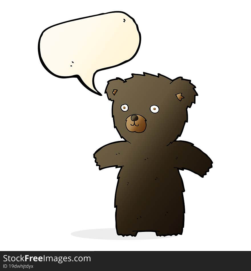 Cute Cartoon Black Bear With Speech Bubble