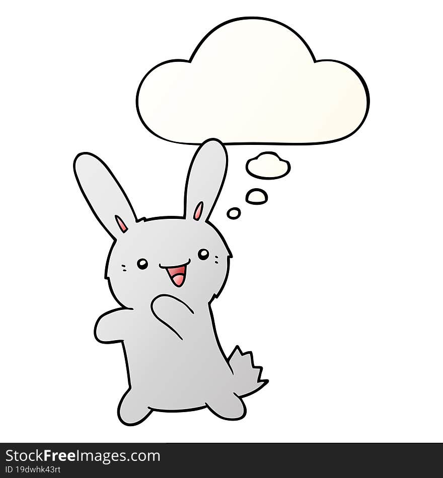 Cartoon Rabbit And Thought Bubble In Smooth Gradient Style