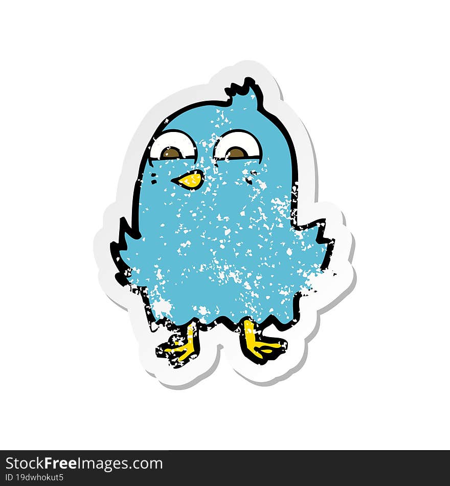 retro distressed sticker of a funny cartoon bird