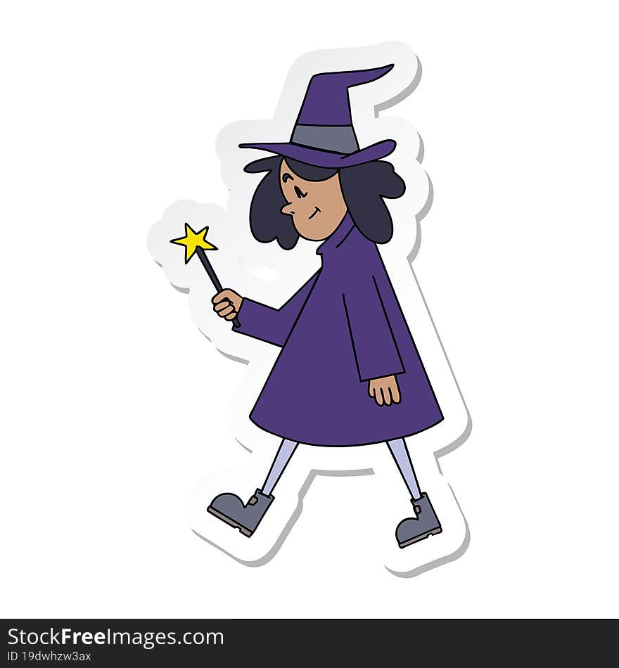 sticker of a quirky hand drawn cartoon witch