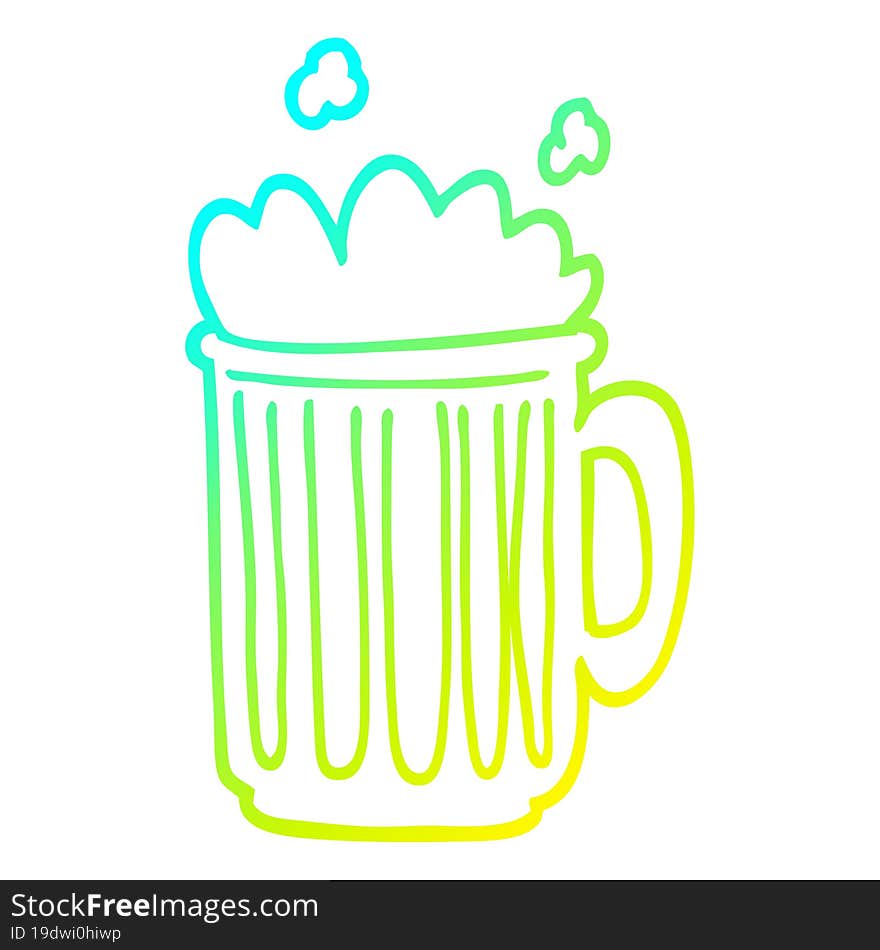 cold gradient line drawing cartoon tankard of beer