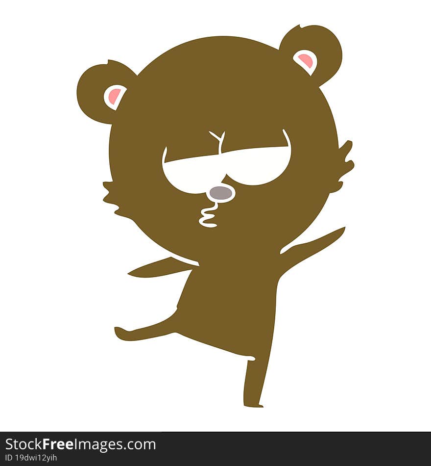 bored bear flat color style cartoon