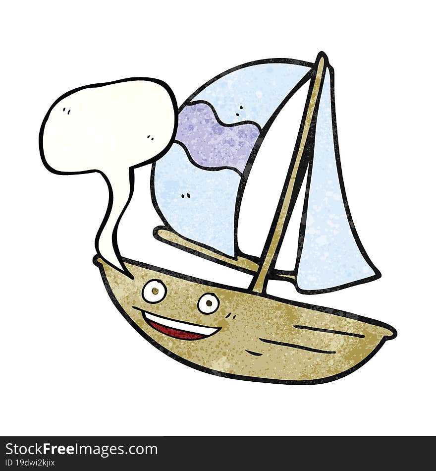 speech bubble textured cartoon sail ship