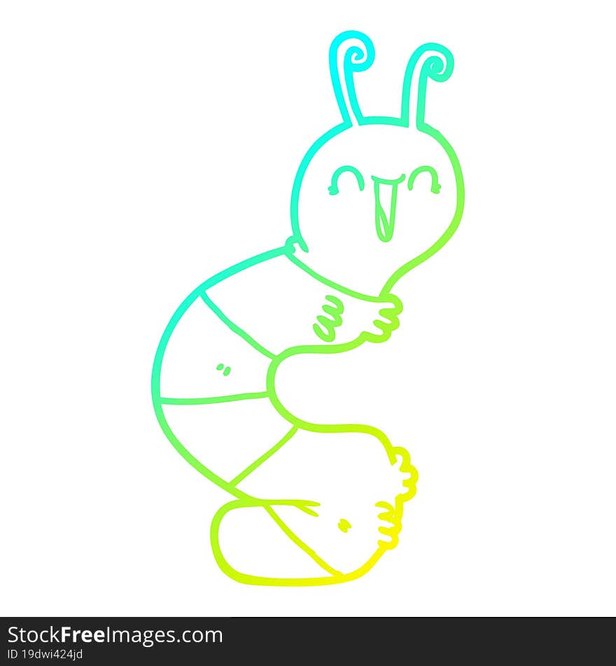 cold gradient line drawing cartoon happy caterpillar