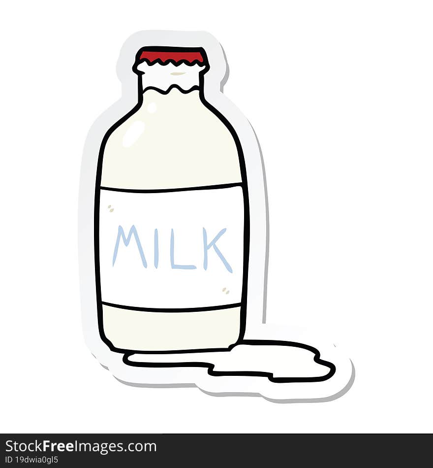 sticker of a cartoon milk bottle