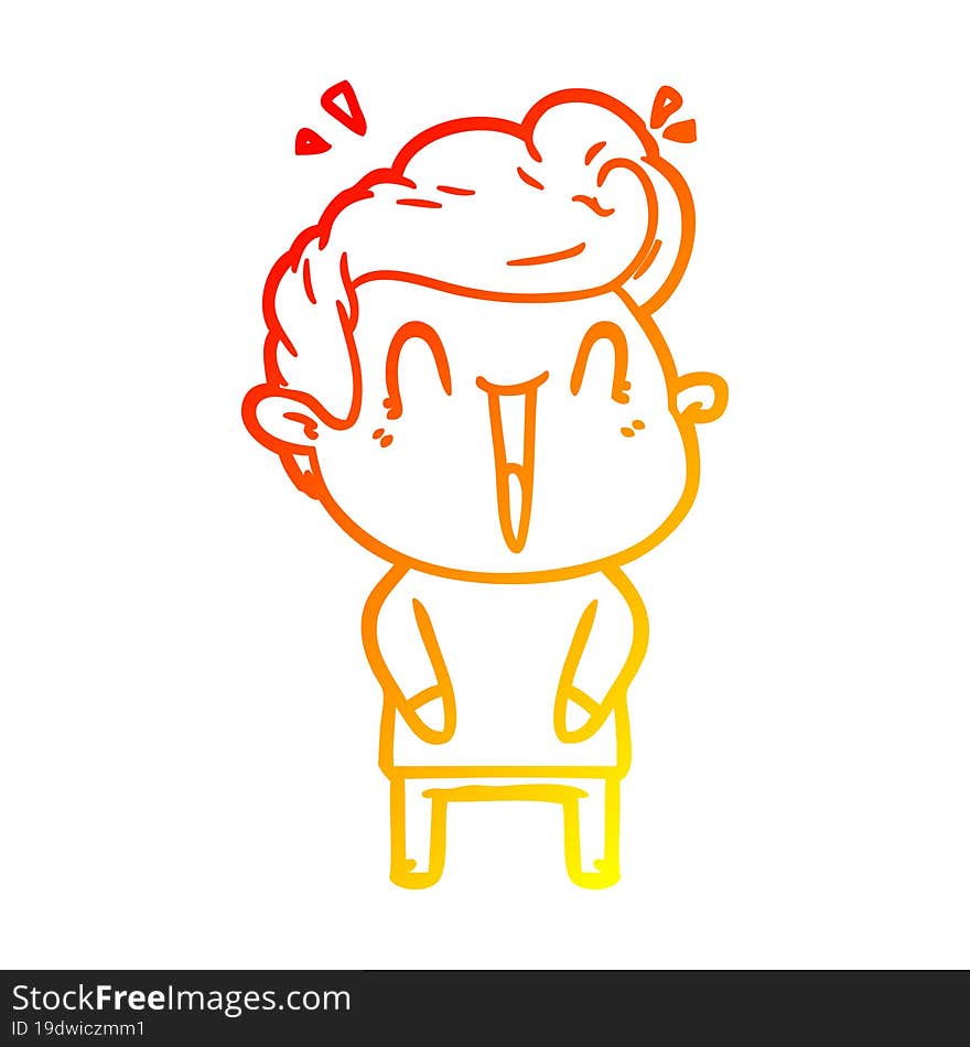 warm gradient line drawing of a cartoon excited man