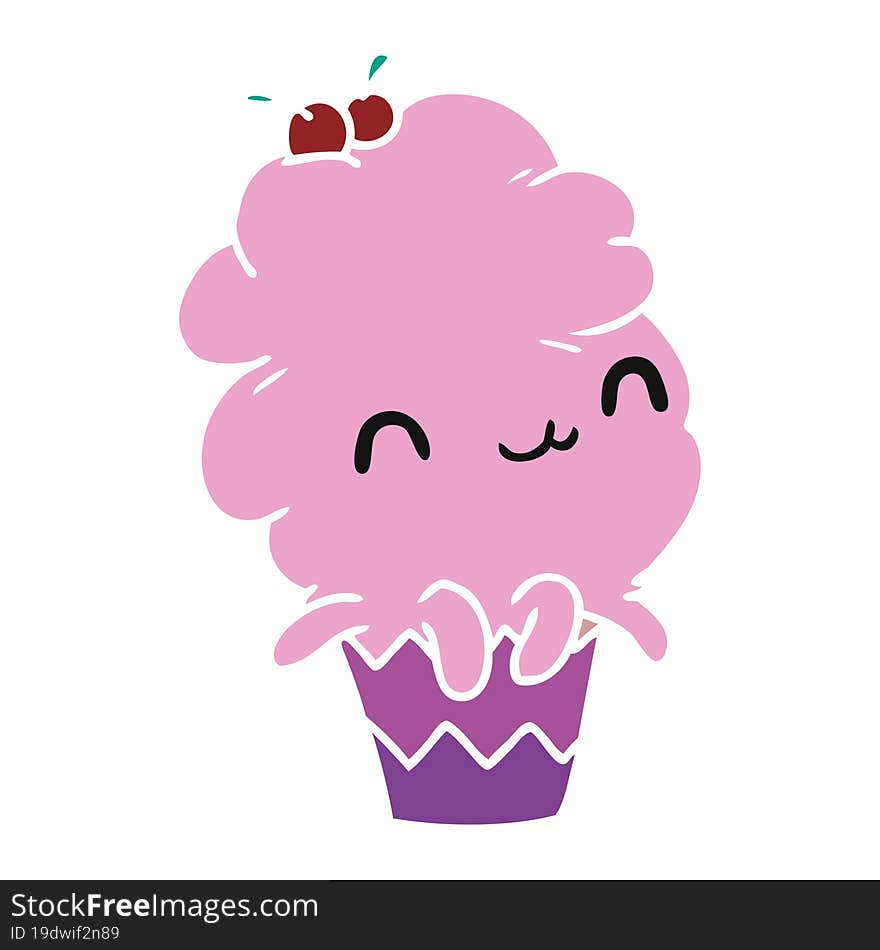 cartoon illustration kawaii octopus cupcake. cartoon illustration kawaii octopus cupcake