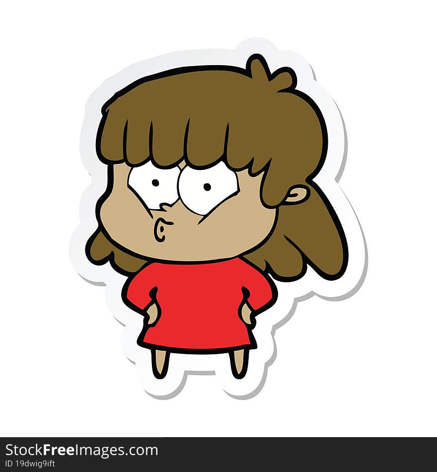 sticker of a cartoon whistling girl