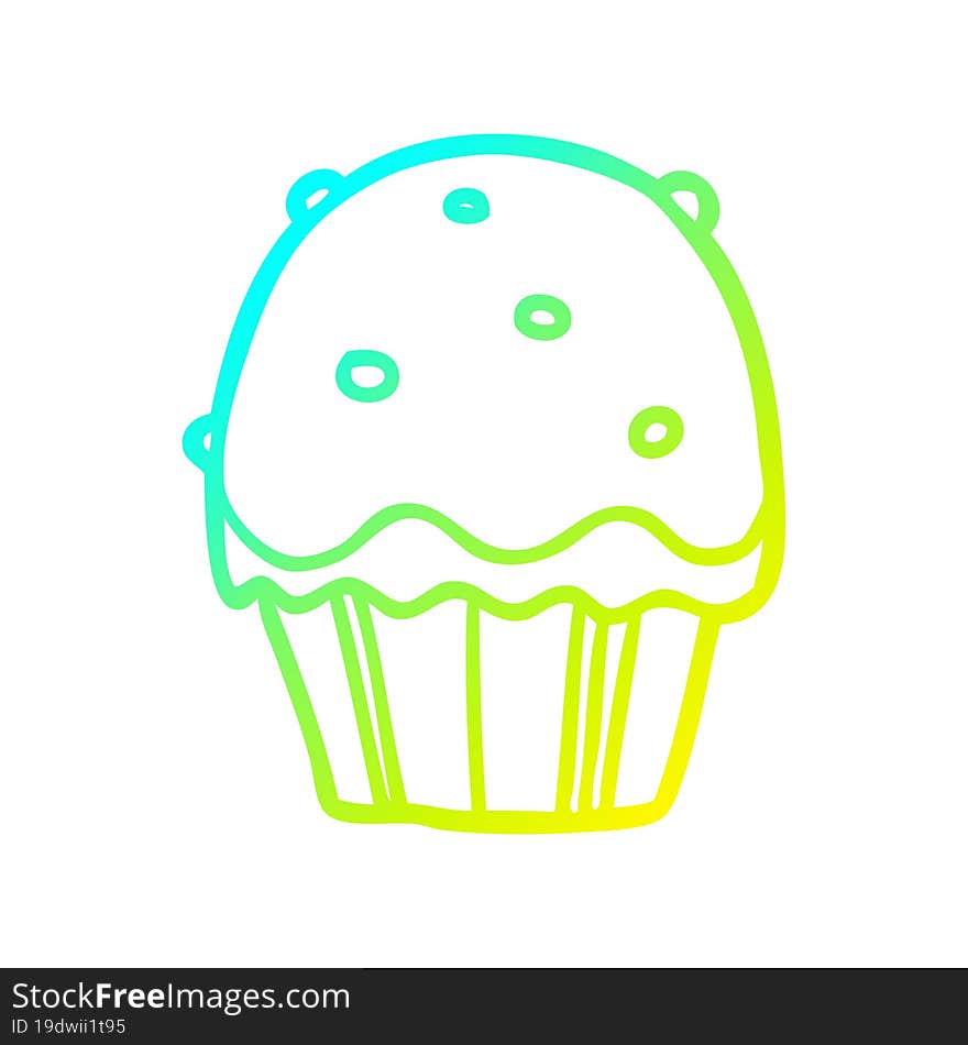 cold gradient line drawing Cartoon cupcake