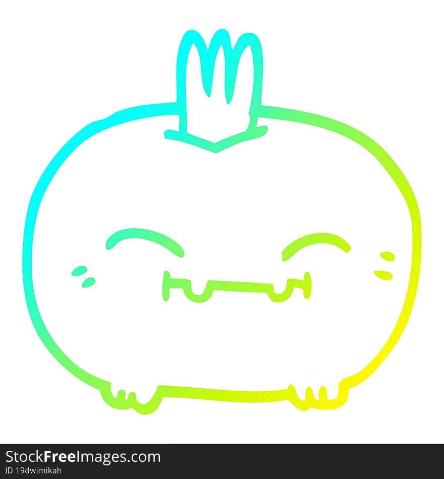 cold gradient line drawing cartoon happy root vegetable