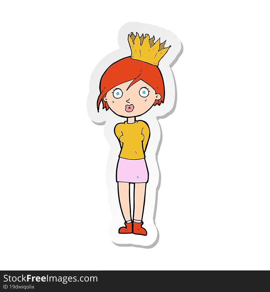 sticker of a cartoon person wearing crown