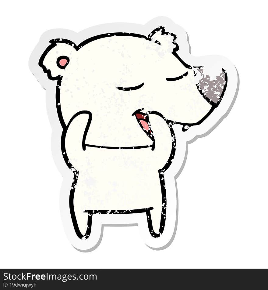 distressed sticker of a cartoon polar bear