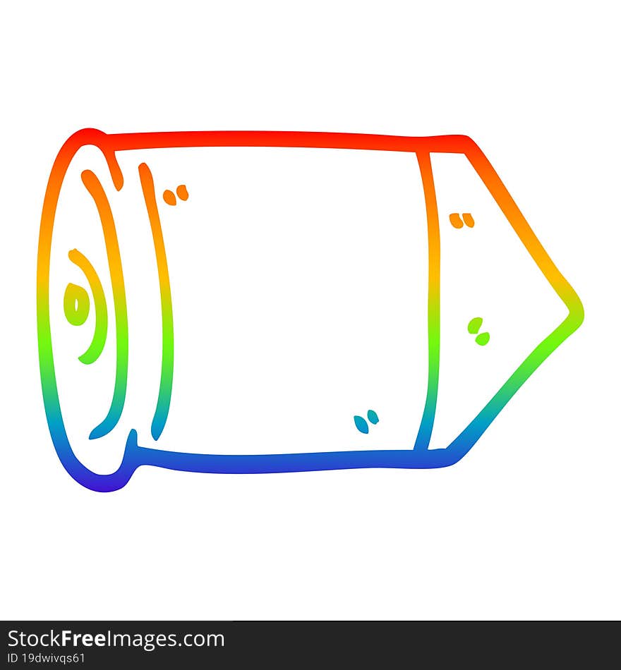 rainbow gradient line drawing cartoon golden bullet