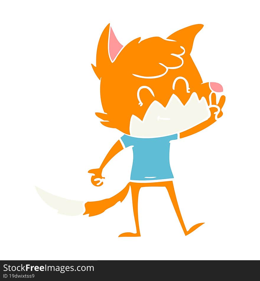 flat color style cartoon friendly fox